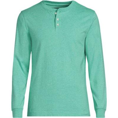 Super-T Henley Long Sleeve T-shirt, Men, size: 50-52, regular, Green, Cotton, by Lands' End