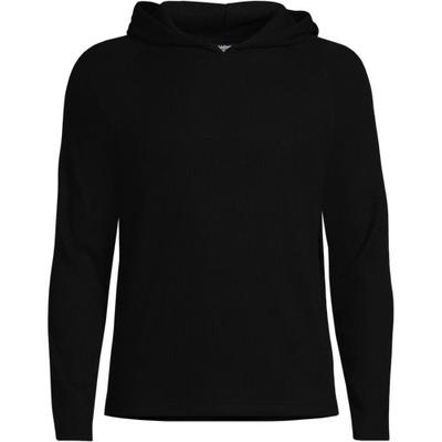Mens Brushed Rib Hoodie, Men, size: 42-44, regular, Black, Spandex/Rayon-blend/Poly-blend, by Lands' End