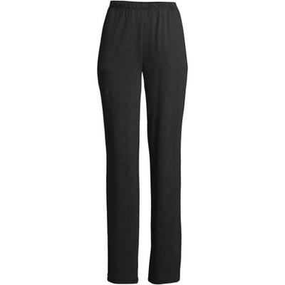 Straight Leg Sport Knit Trousers, Women, size: 28-30, plus, Black, Cotton, by Lands' End