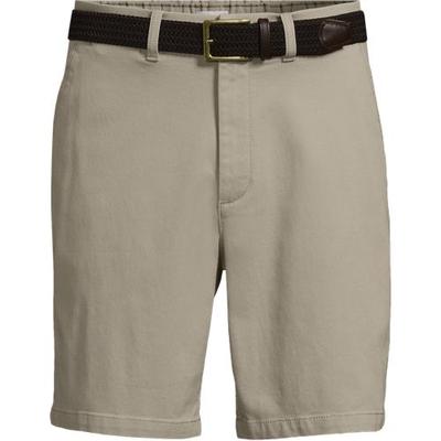 Belted Textured Chino Shorts, Slim Fit, Men, size: 38, regular, Ivory, Cotton/Lyocell/Cotton-blend, by Lands' End
