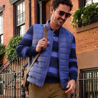 Mixed Media Gilet, Men, size: 50-52, regular, Blue, Nylon/Acrylic/Poly-blend, by Lands' End