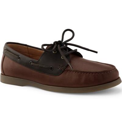 Leather Boat Shoes, Men, size: 10, regular, Brown, Leather, by Lands' End