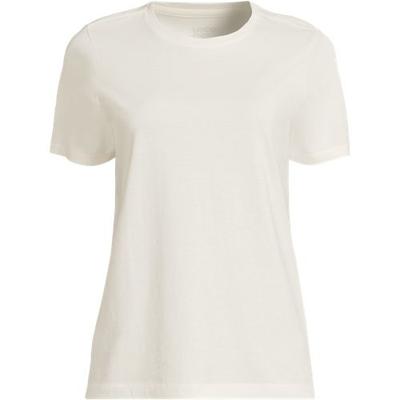 Supima Short Sleeve Crew Neck T-shirt, Women, size: 16-18, regular, Ivory, Cotton, by Lands' End