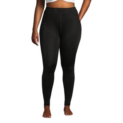 Stretch Thermaskin Thermal Long Johns, Women, size: 28-30, plus, Black, Poly-blend, by Lands' End