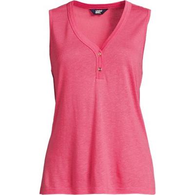 Linen Blend Sleeveless Top, Women, size: 14-16, regular, Pink, Cotton/Linen/Cotton-blend, by Lands' End