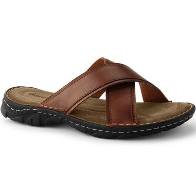 Crossover Sandals, Men, size: 12, regular, Brown, Leather, by Lands' End