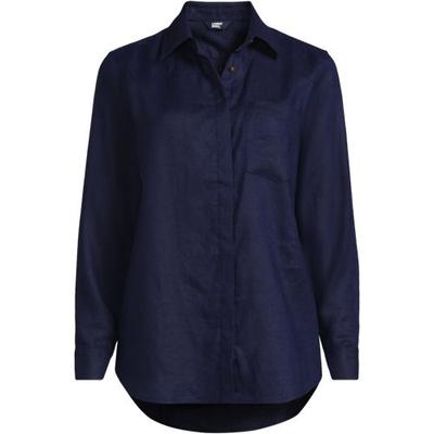 Linen Shirt, Women, size: 14-16, petite, Blue, Linen, by Lands' End