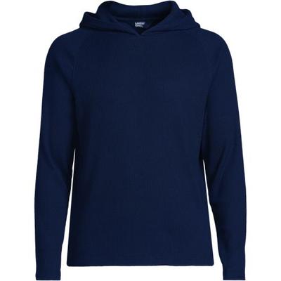 Mens Brushed Rib Hoodie, Men, size: 38-40, regular, Blue, Spandex/Rayon-blend/Poly-blend, by Lands' End