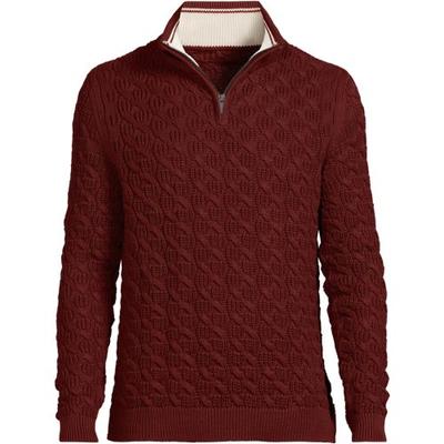 Textured Drifter Half Zip Jumper, Men, size: 34-36, regular, Orange, Cotton, by Lands' End
