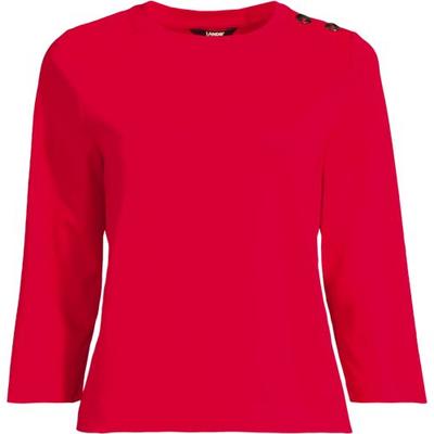 Button Shoulder T-shirt, Women, size: 14-16, regular, Pink, Cotton, by Lands' End