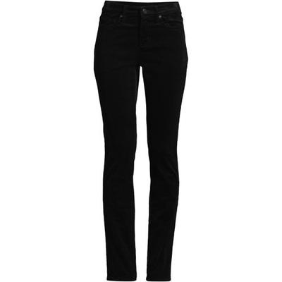 Straight Leg Needlecord Jeans, Mid Rise, Women, size: 24/32, plus, Black, Cotton-blend, by Lands' End