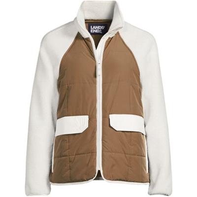 Sherpa and Quilt Jacket, Women, size: 28-30, plus, Ivory, Polyester, by Lands' End