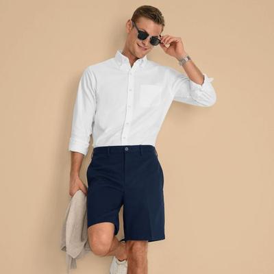 Non-iron Chino Shorts, Men, size: 36, regular, Blue, Cotton, by Lands' End