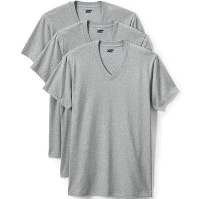 V-neck T-shirt - 3-pack, Men, size: 38-40, regular, Grey, Cotton, by Lands' End