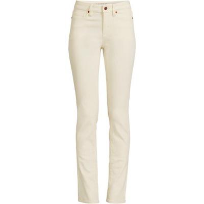 Straight Leg Jeans, Mid Rise, Women, size: 20/30, plus, Ivory, Spandex/Cotton-blend/Poly-blend, by Lands' End