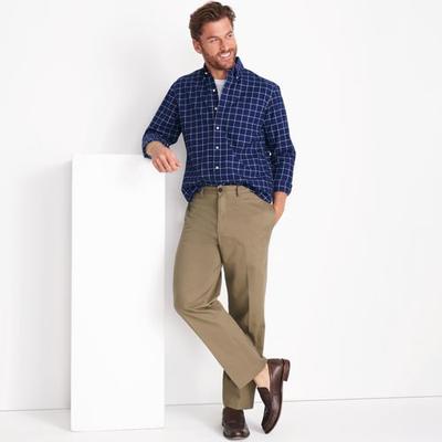Flat Front Non-iron Chinos, Traditional Fit, Men, size: 34, regular, Brown, Cotton, by Lands' End