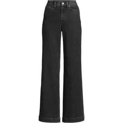 Wide Leg Jeans, High Waisted, Women, size: 14 34, regular, Black, Spandex/Cotton-blend/Poly-blend, by Lands' End