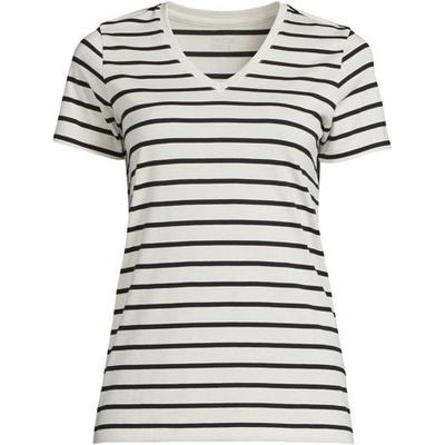 Supima Short Sleeve V-neck T-shirt, Women, size: 20, regular, Ivory, Cotton, by Lands' End