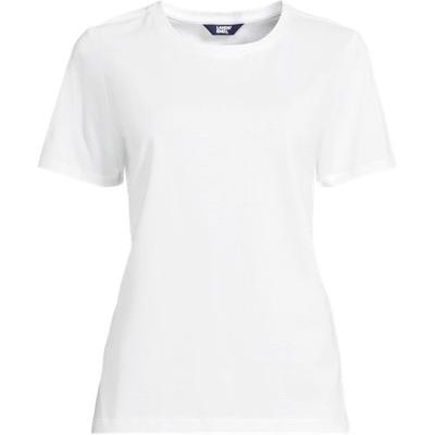 Supima Crew Neck T-Shirt, Women, size: 20-22, plus, White, Cotton, by Lands' End