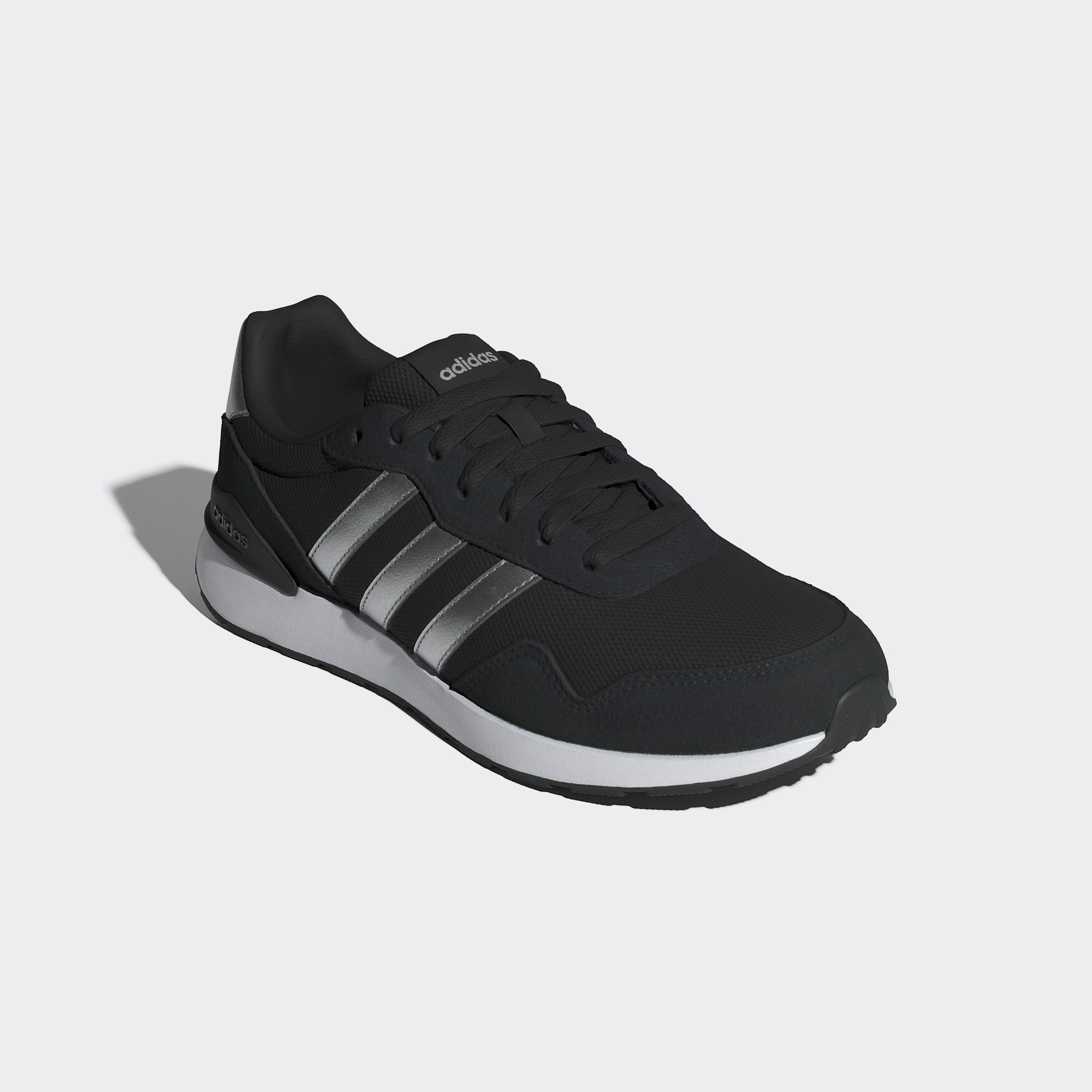 Sneaker ADIDAS SPORTSWEAR "RUN 60S 4.0", Damen, Gr. 39, schwarz (core schwarz, silber metallic, cloud weiß), Leder, Textil, Schuhe Sneaker