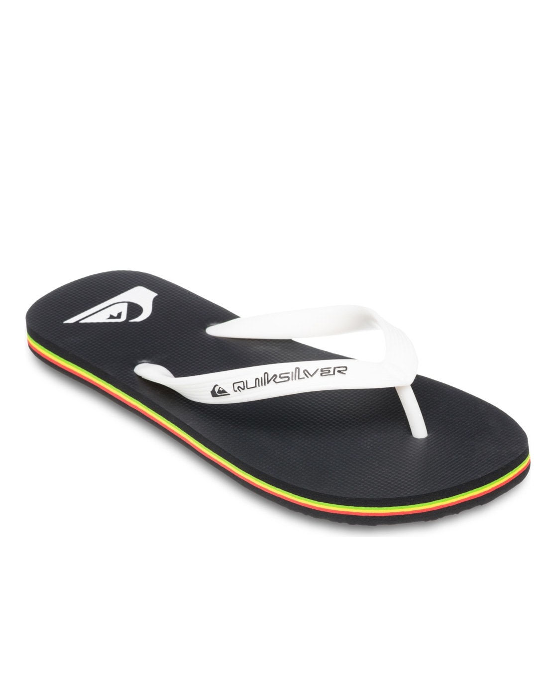 Sandale QUIKSILVER "Molokai Core", Herren, Gr. 13(46), schwarz (schwarz, rasta), Obermaterial: Synthetikmaterial / Außensohle: Moosgummi, Schuhe Sandale