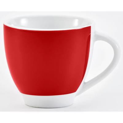 Tasse VAN WELL "Vario", rot (rot, weiß), B:24,5cm H:9,5cm, Porzellan, Trinkgefäße, spülmaschinen- und mikrowellengeeignet, 6-teilig Image