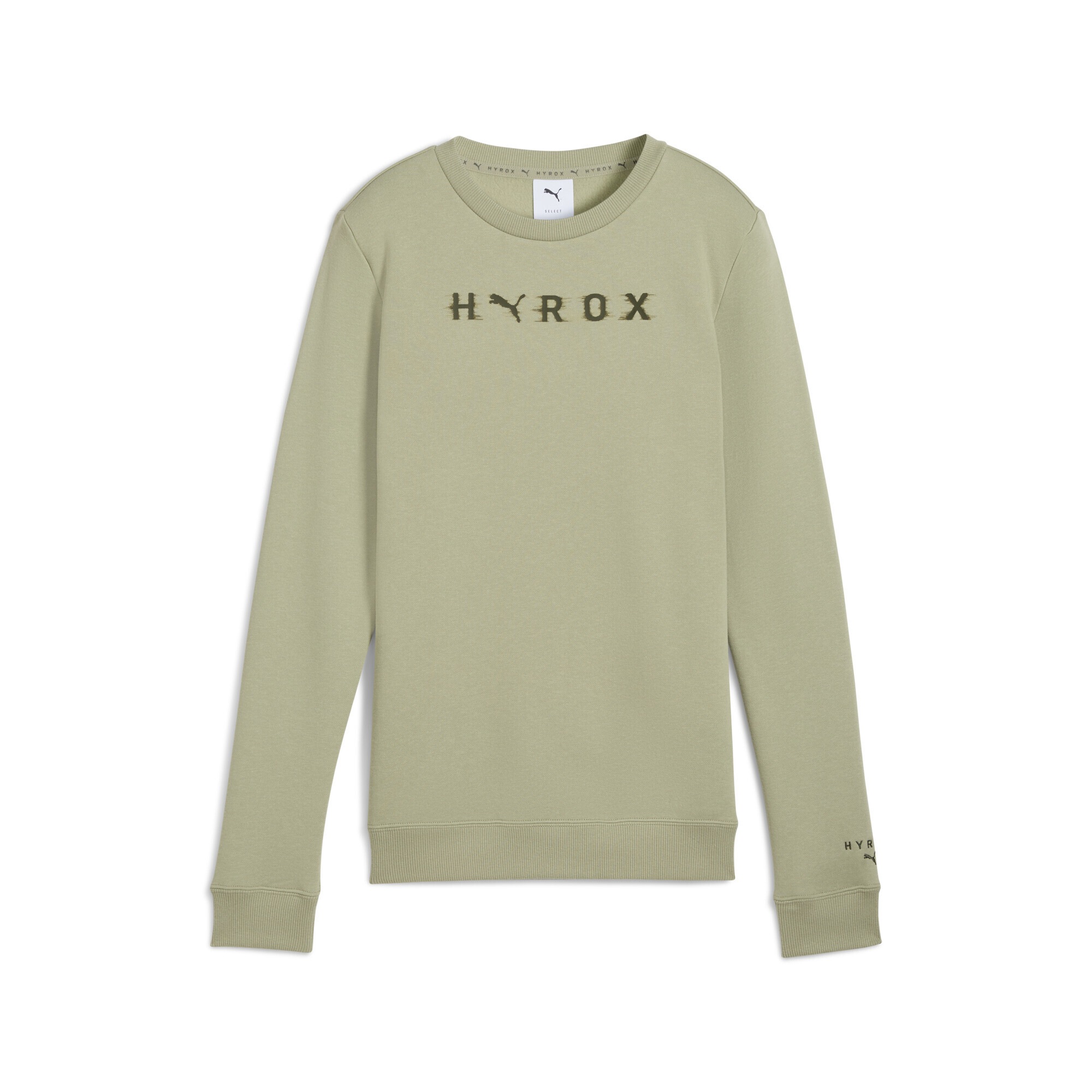 Sweatshirt PUMA "PUMA x HYROX Heavyweight Rundhalsshirt Damen", Damen, Gr. XS, lux army grün, Obermaterial: 34% Polyester, 66% Baumwolle; Rippe: 97% Baumwolle, 3% Elasthan, oversize, Sweatshirts