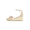 Keilsandalette TOMMY HILFIGER "FLAG METALLIC MID WEDGE ESPAD", Damen, Gr. 39, gold (goldfarben), Glattleder, modisch, Schuhe, Riemchensandale, Sommerschuh mit verstellbarer Schnalle