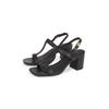 Sandalette TOMMY HILFIGER "LEATHER BLOCK HEEL SANDAL", Damen, Gr. 39, schwarz, Leder, modisch, Schuhe, Blockabsatz, Abendschuh, Partyschuh mit verstellbarer Schnalle
