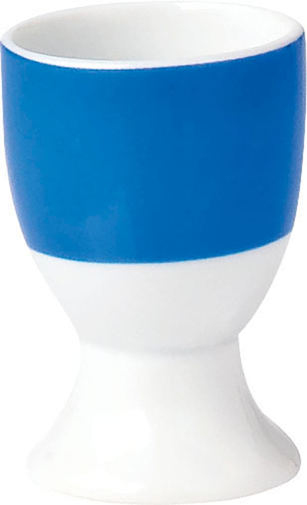 Eierbecher VAN WELL "Vario", blau (blau, weiß), B:16,5 H:7 Ø:4,5, Porzellan, Eierbecher, Porzellan, spülmaschinen- und mikrowellengeeignet Image
