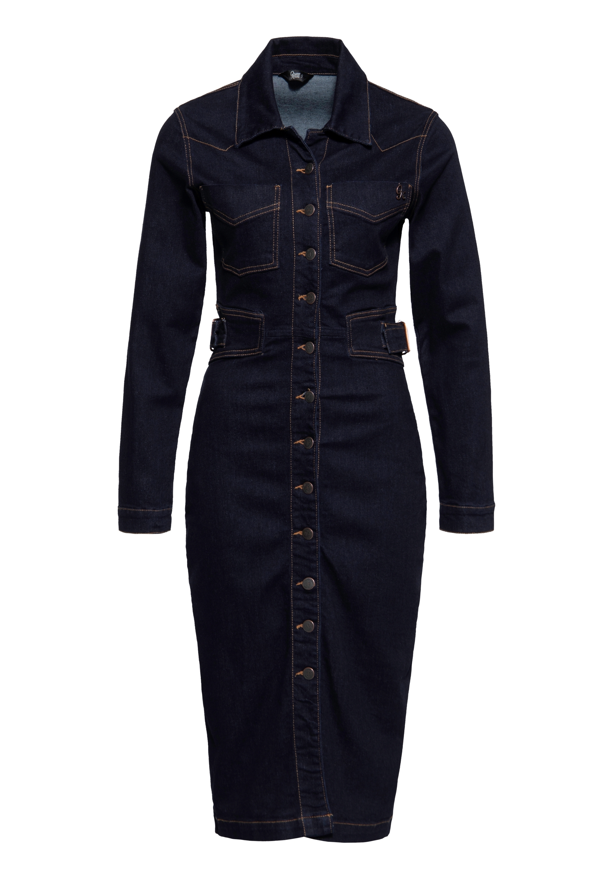 Queen Kerosin Damen Workwear Bleistiftkleid Denim Image