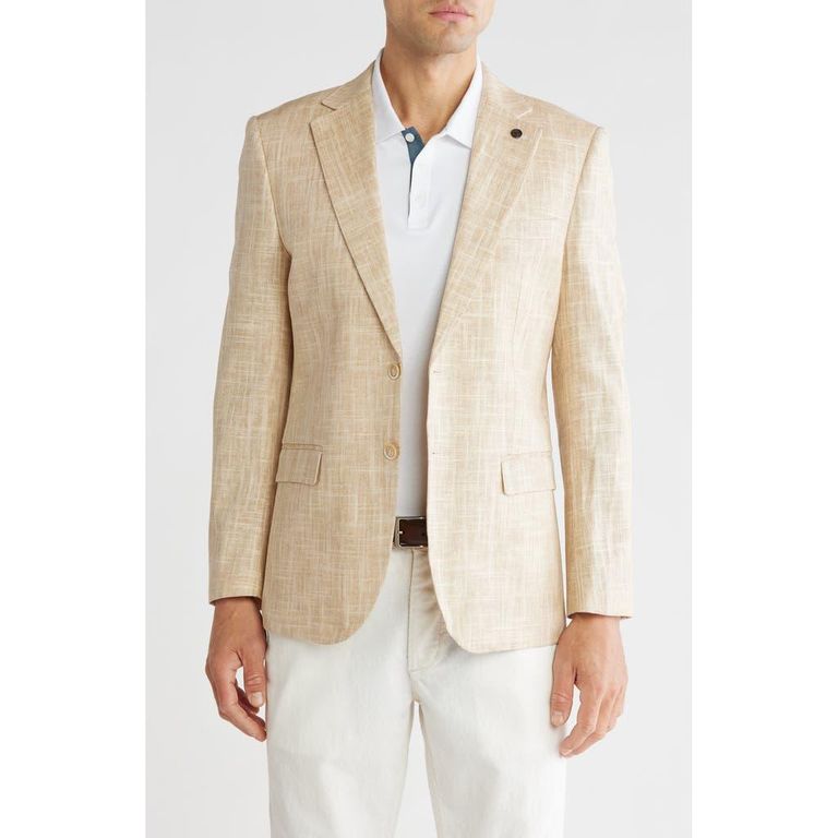 Slim Fit Wax Linen Blazer - Natural - T.R. Premium Jackets