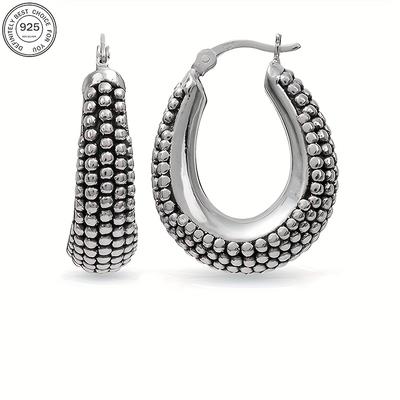 TEMU 925 Silver Balinese Earrings Women's Fashion Single Item Simple Classic Fashionable Versatile Evening Jewelry Accessories Perfect Gift For Valentine's Day Anniversary With A Box Image
