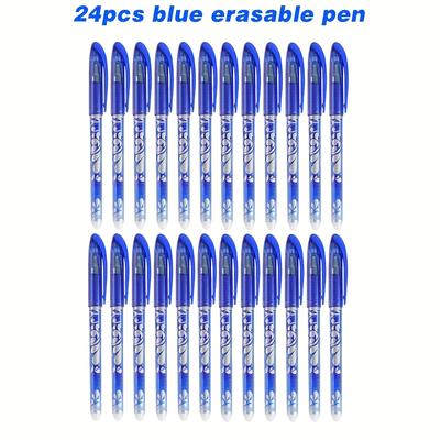 TEMU 24pcs Erasable Gel Pens, Fine Tip 0.5mm Blue Ink Smooth Writing Pens, Ideal For Office, School, Students, And Everyday Stationery Use Image
