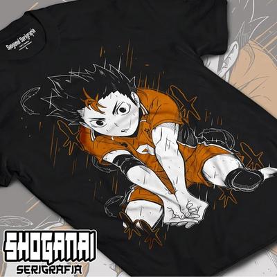 TEMU Yu Nishinoya !! Anime T-shirt - Black Unisex Cotton Tee With Vibrant Print, Short Sleeve Round Neck Casual Shirt For Adults, , Clothing | Print Tee | Image