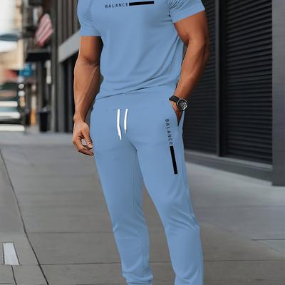 TEMU Men's Summer New 3d Paris Print Short Sleeve Breathable Comfortable Pants Casual Two-piece Set, Multifunctional Fashionable Outfit Image