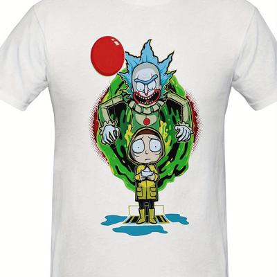 TEMU 1pc, New Arrival, . Series Ricks And Mortys Pattern Couple T-shirts, Casual Round Neck, Breathable And Comfortable, Suitable For Sports And . Perfect Gift For , Family, And Halloween. Image