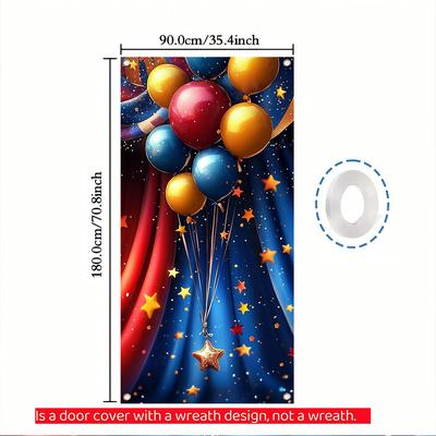 TEMU 2d Door Banner 1pc Universal Celebration Carnival Door Cover Banner - Polyester Hanging Door Hanging Background With , No Electricity Needed, Indoor And Outdoor Party Supplies Decoration Image