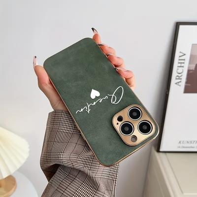 TEMU Personalized Customized Phone Case Compatible With Iphone 16 15 14 11 Pro Max Personalized Name Diy Engraving Plating Lambskin Soft Leather Shockproof Gift Cover Iphone 11 12 13 Pro Image