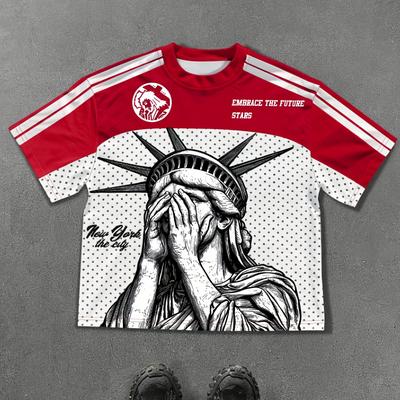 "TEMU Men's 3d Print "" Graphic Tee - Casual Crew Neck, Short Sleeve, Polyester Blend, Soft & Breathable, Fashion Top, Machine Washable, Casual Wear | Graphic Tee | , Knit" Image