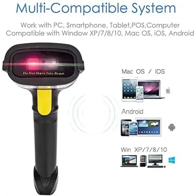 2D Barcode Scanner, Compatible with 2.4G Wireless & Bluetooth & USB Wired Connection, 1D Bar Code Reader Work (NT-1228BL)