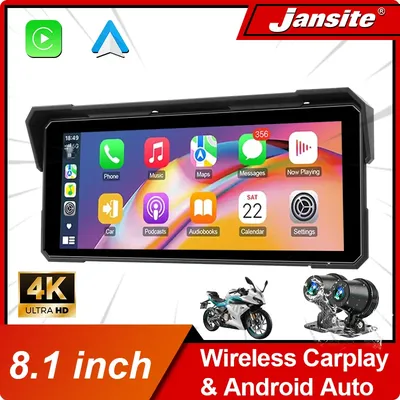 8.1 Inch 4K+1080P DVR for Motorcycle Navigation Waterproof for Carplay Screen Portable Motobike