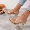 Sandalen frauen Schuhe Sommer High Heels Stiletto Elegante Party Stripper Mode Sexy Gold Designer