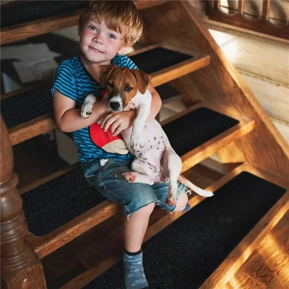 1 Stück 55 x 20 cm selbstklebende Stufentreppen-Teppiche, rutschfest, verschleißfest, Treppenprofilmatte, Bodenschutz, Teppiche, Fußmatte Image