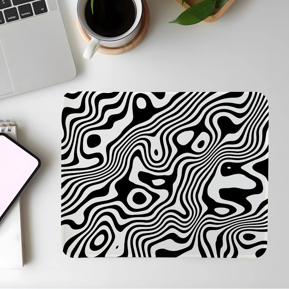 Schwarz-weiße Linie Mauspad Gaming Esports Mousepad Laptop Computer Rastkante Büro Schreibtisch Matte Gummi Kleine Anti-Rutsch-Pad