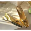 Neue Leder Elegante Temperament Metall Schnalle Fisch Mund Hausschuhe Modische Flache Schuhe Coole