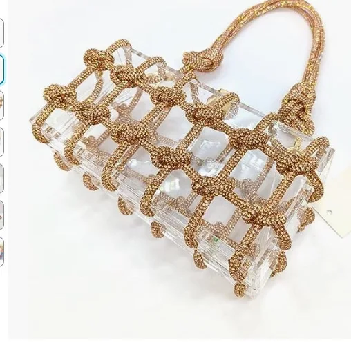 2025 Nuove borse Design di lusso Borsa da sera di alta qualità Diamanti Frizione Acrilico Ascella Borse quadrate Borsa da donna Borsa da sposa 가