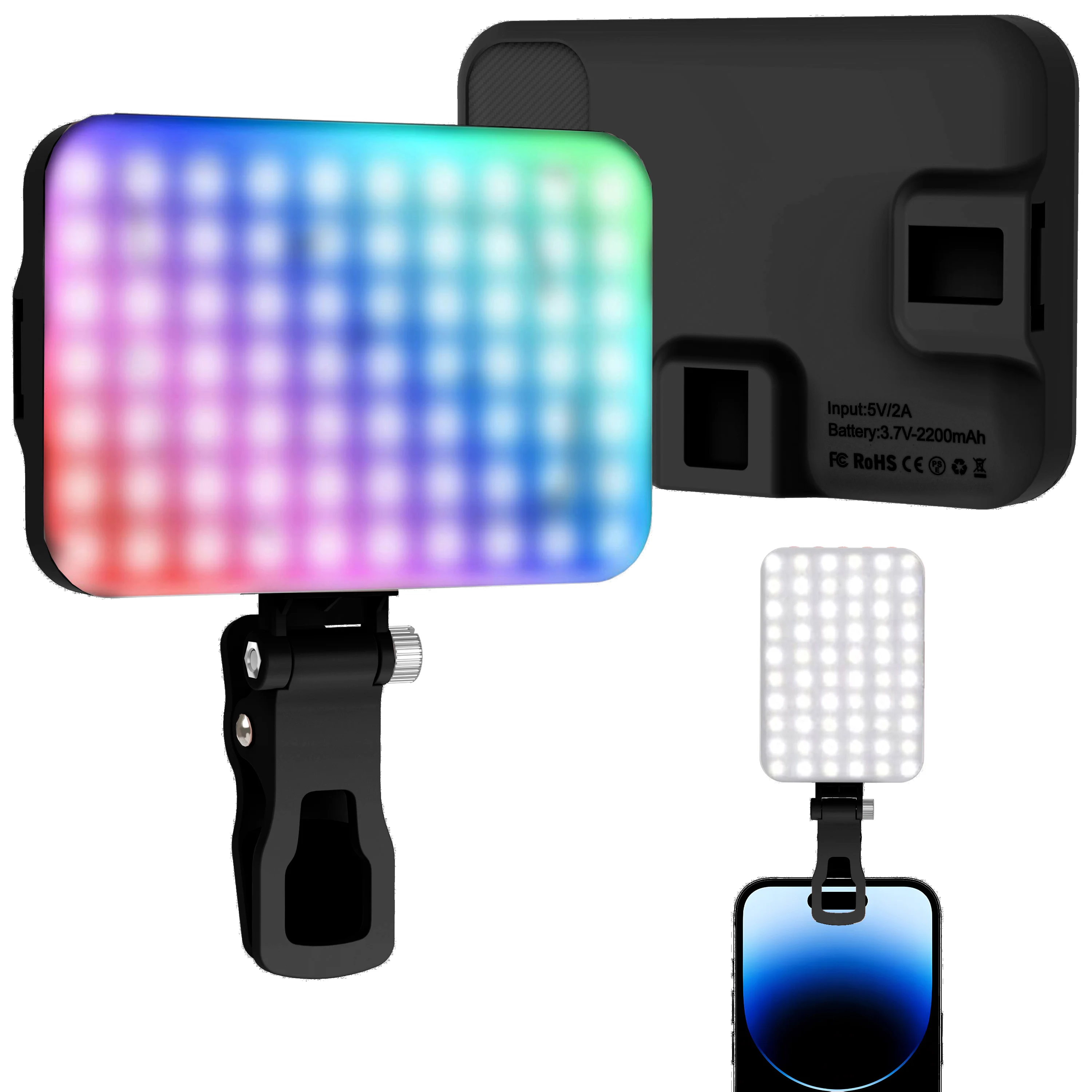 108 LED-RGB-Kameralicht, Vollfarbenausgang, Videolicht-Set, dimmbar, 2500 K–9000 K, zweifarbige Flächenleuchte, CRI 95+, wiederaufladbar Image
