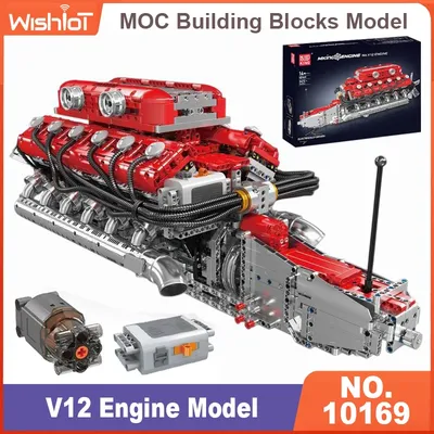 Mould King 10169 V12 Motormodell, motorisiertes Simulationsmodell, elektrisch angetriebene Bausteine, 3472 Stück, technische Autoteile Image