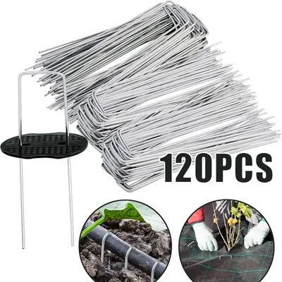 40/80/120 stücke Garten Peg Silber Metall U-Form Garten Heftklammer Garten Boden Nagel Film Feste Pegs garten Befestigungs Werkzeuge Film Peg